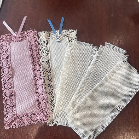 Other - 5 Bookmarks Alda 18ct Fabric Edged Cluny Lace & Ribbon‎